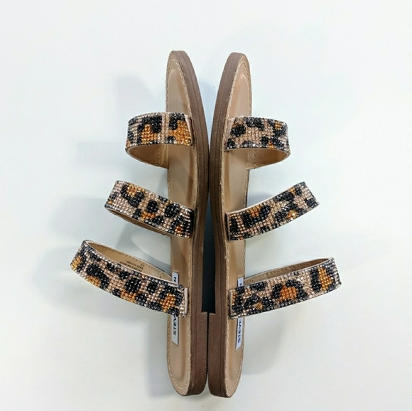 Sassy Steve Madden Leopard Rhinestone Sandals - Picture 4 of 12